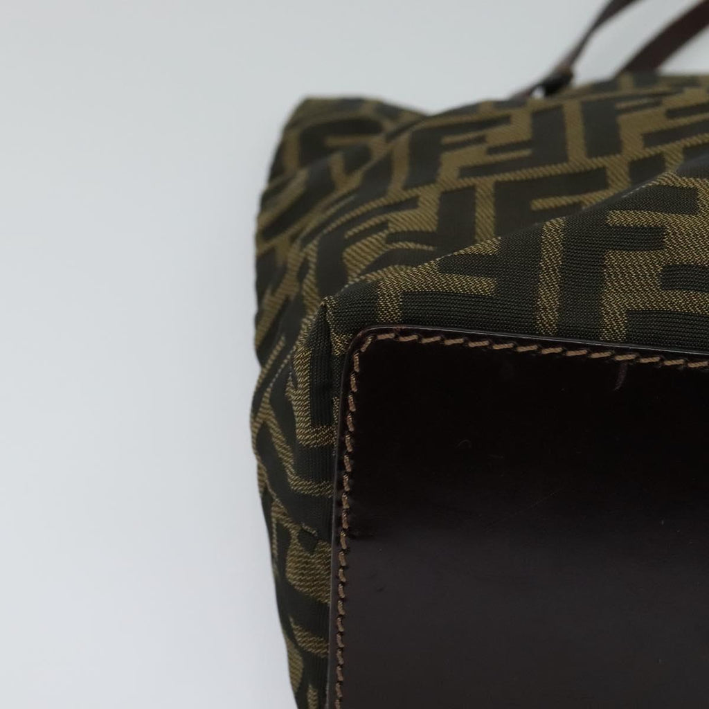 FENDI Zucca Canvas Hand Bag Brown Black yk17350