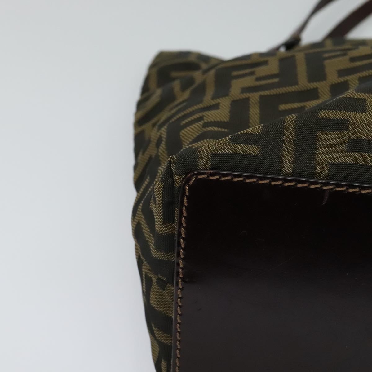 FENDI Zucca Canvas Hand Bag Brown Black yk17350