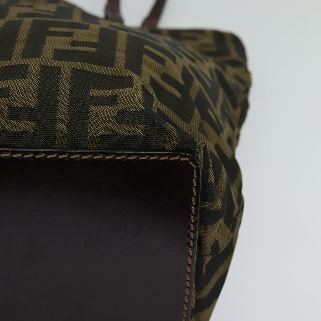 FENDI Zucca Canvas Hand Bag Brown Black yk17350