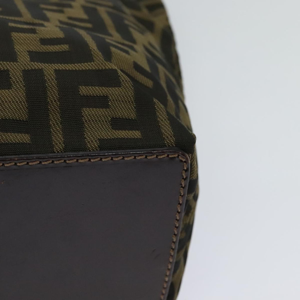 FENDI Zucca Canvas Hand Bag Brown Black yk17350