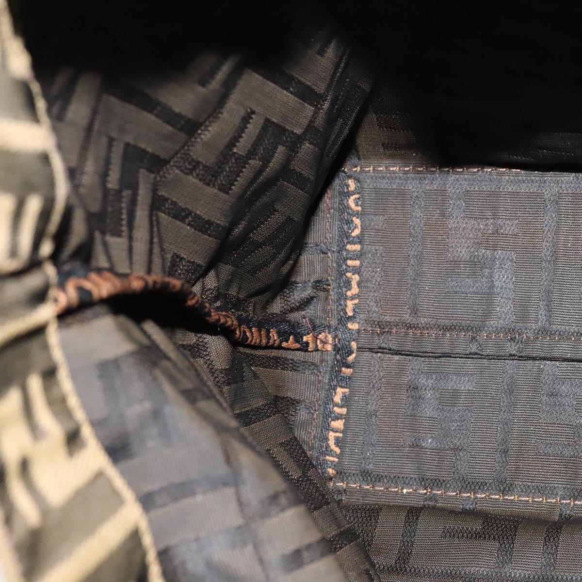 FENDI Zucca Canvas Hand Bag Brown Black yk17350