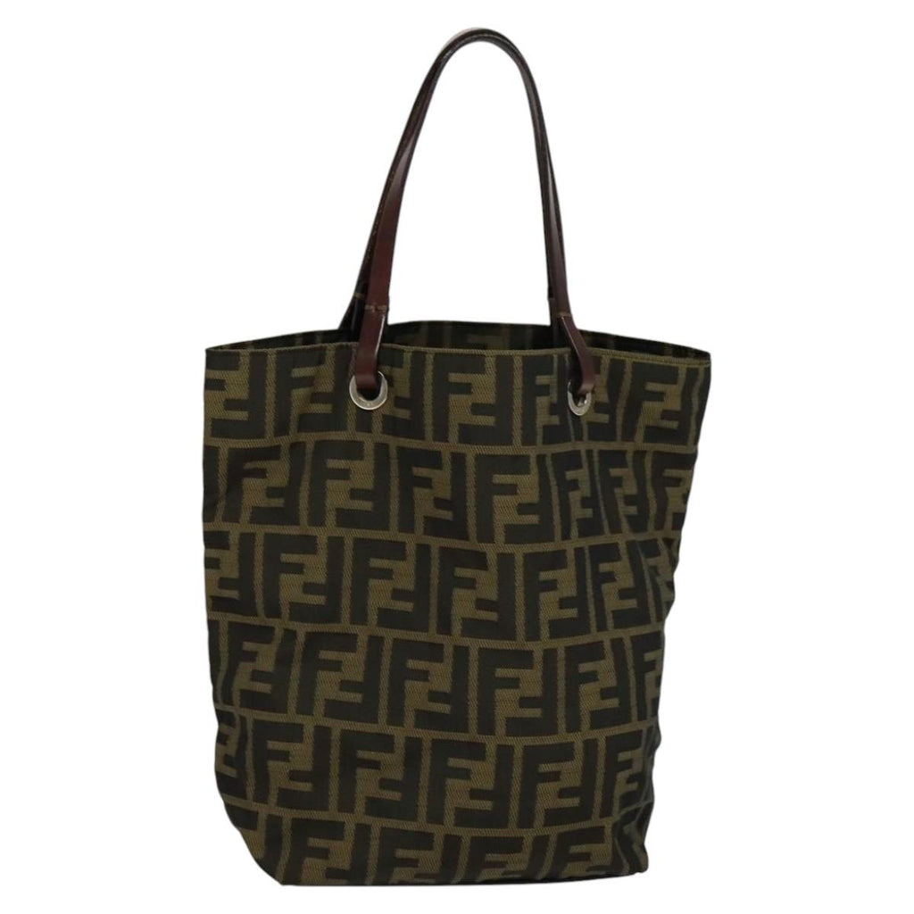 FENDI Zucca Canvas Hand Bag Brown Black yk17350