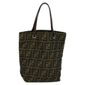 FENDI Zucca Canvas Hand Bag Brown Black yk17350