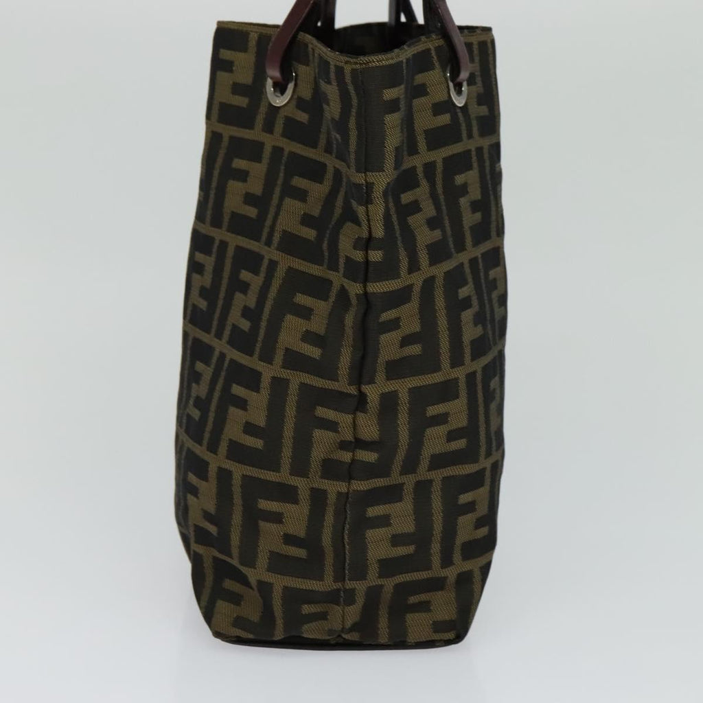FENDI Zucca Canvas Hand Bag Brown Black yk17350