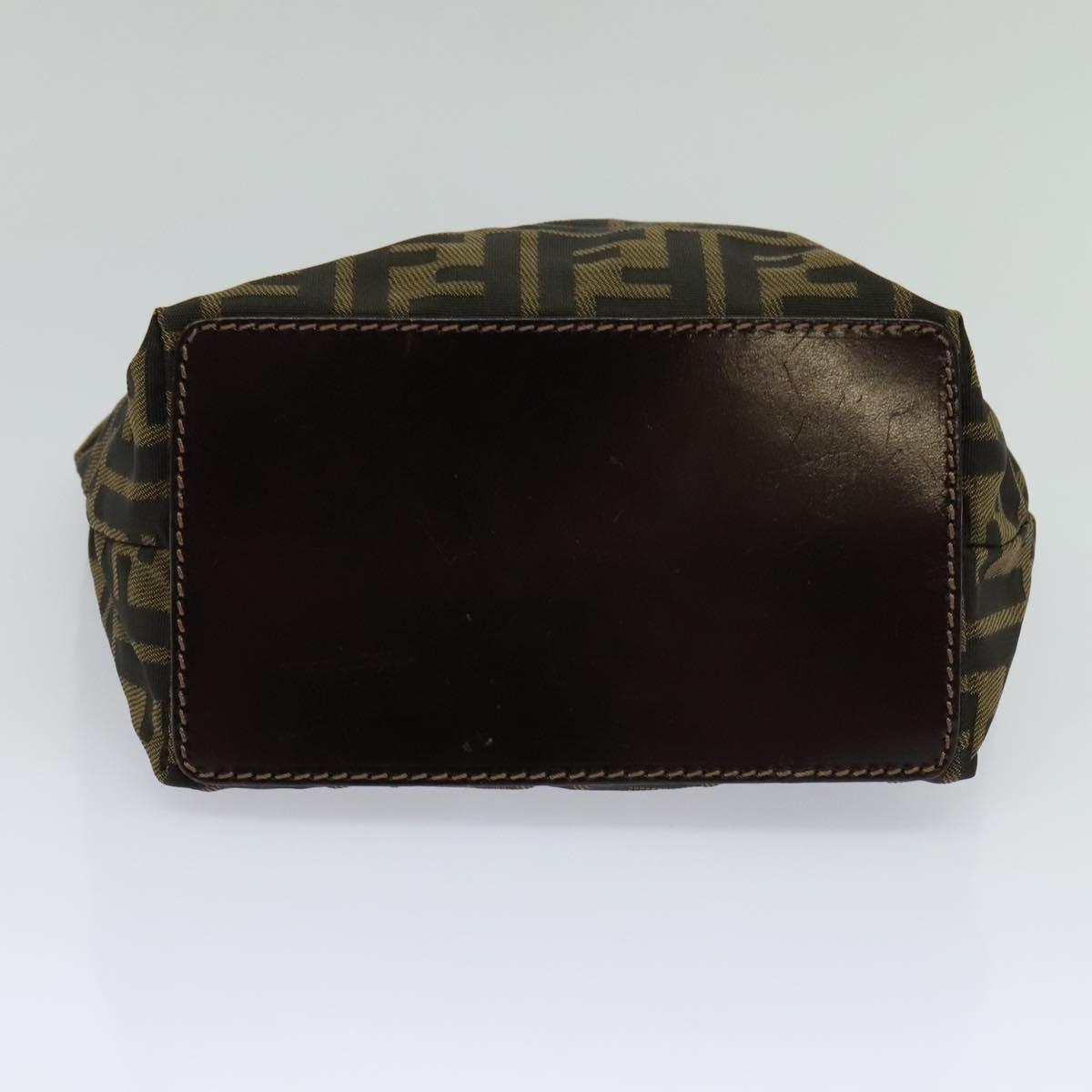 FENDI Zucca Canvas Hand Bag Brown Black yk17350