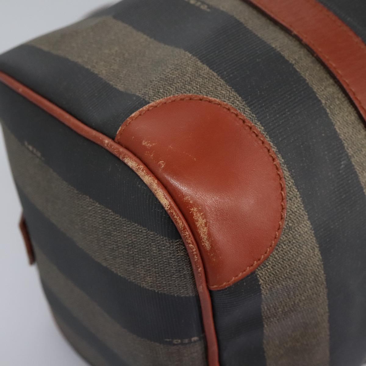 FENDI Pecan Canvas Boston Bag Black Brown yk17380