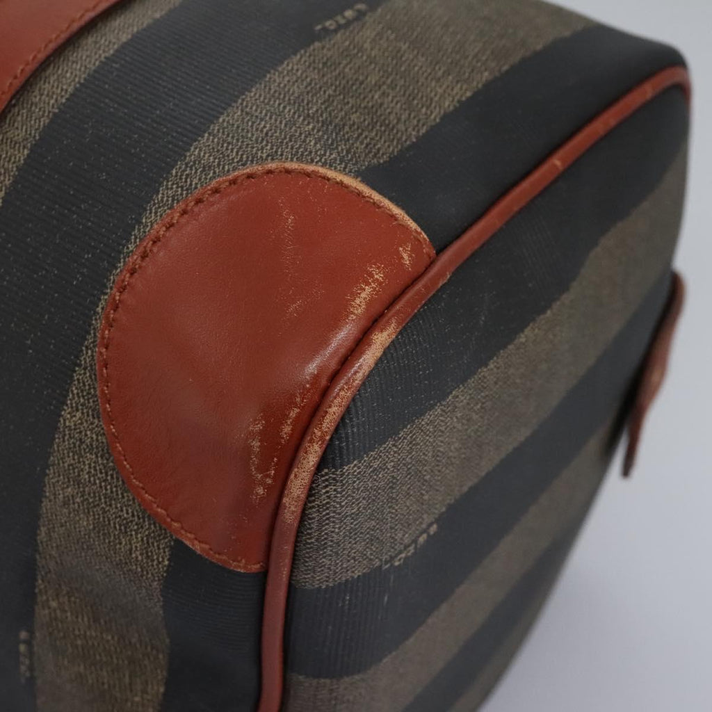 FENDI Pecan Canvas Boston Bag Black Brown yk17380