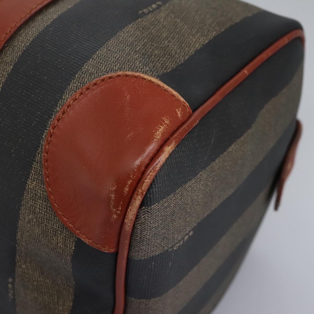 FENDI Pecan Canvas Boston Bag Black Brown yk17380