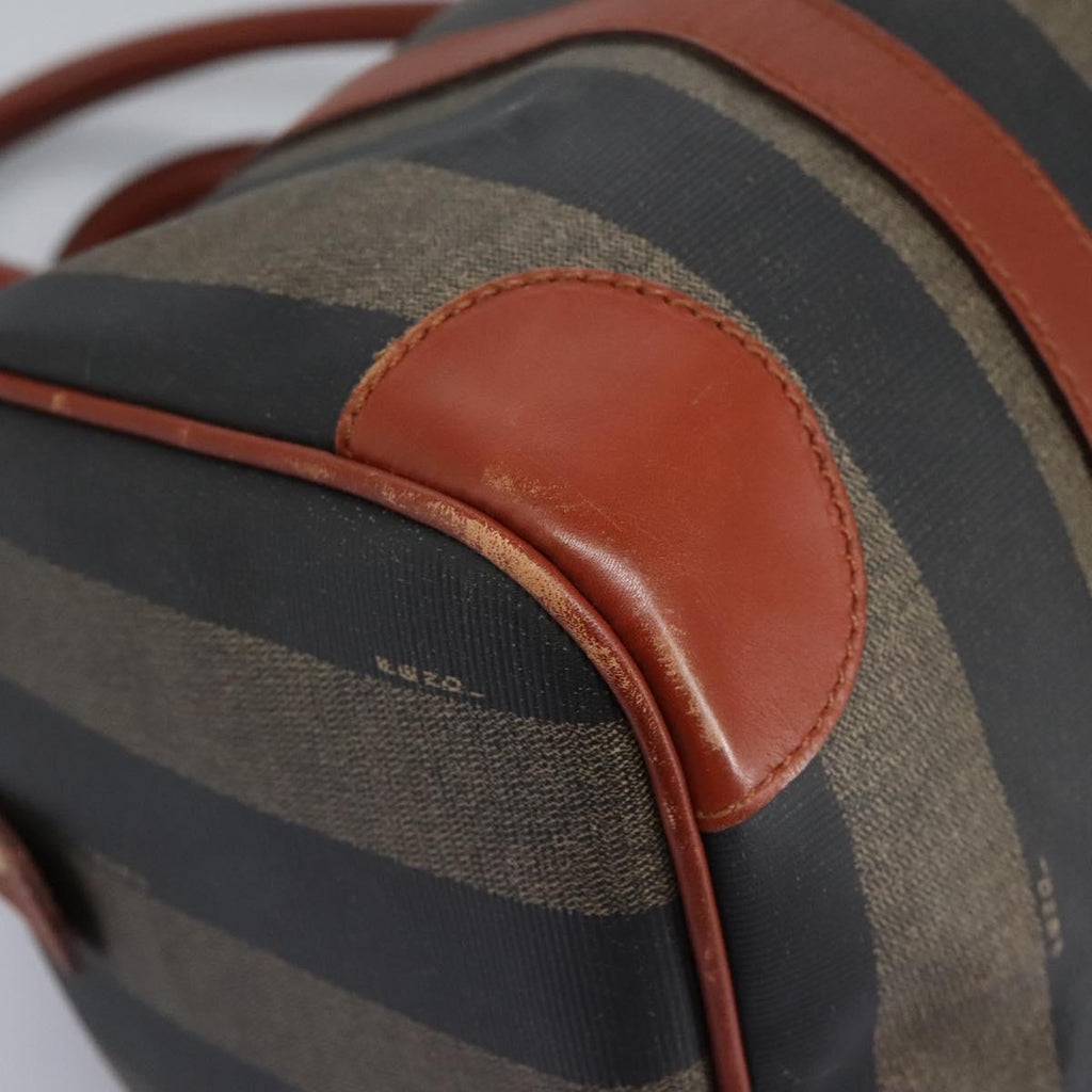 FENDI Pecan Canvas Boston Bag Black Brown yk17380