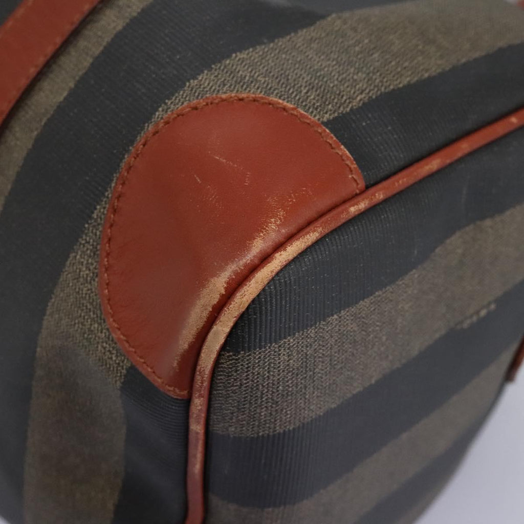 FENDI Pecan Canvas Boston Bag Black Brown yk17380