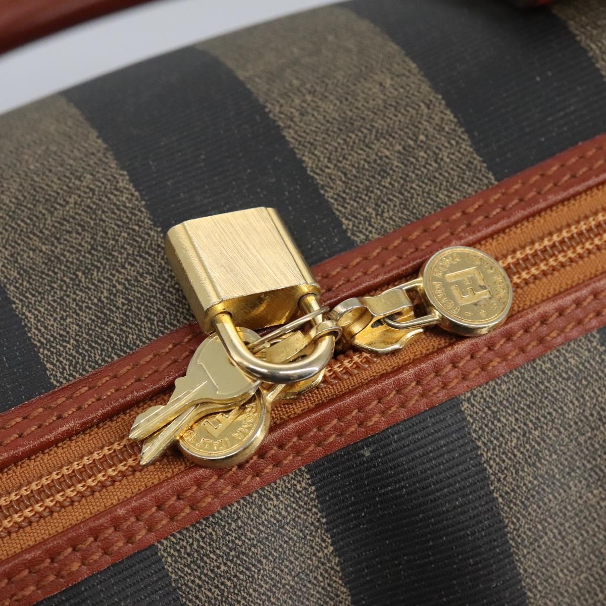 FENDI Pecan Canvas Boston Bag Black Brown yk17380