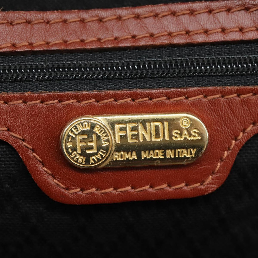 FENDI Pecan Canvas Boston Bag Black Brown yk17380