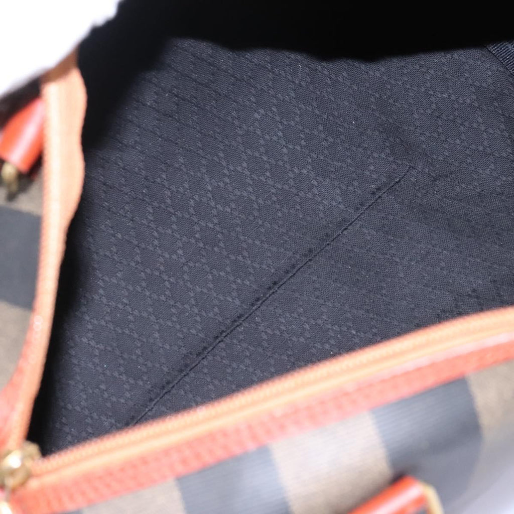 FENDI Pecan Canvas Boston Bag Black Brown yk17380