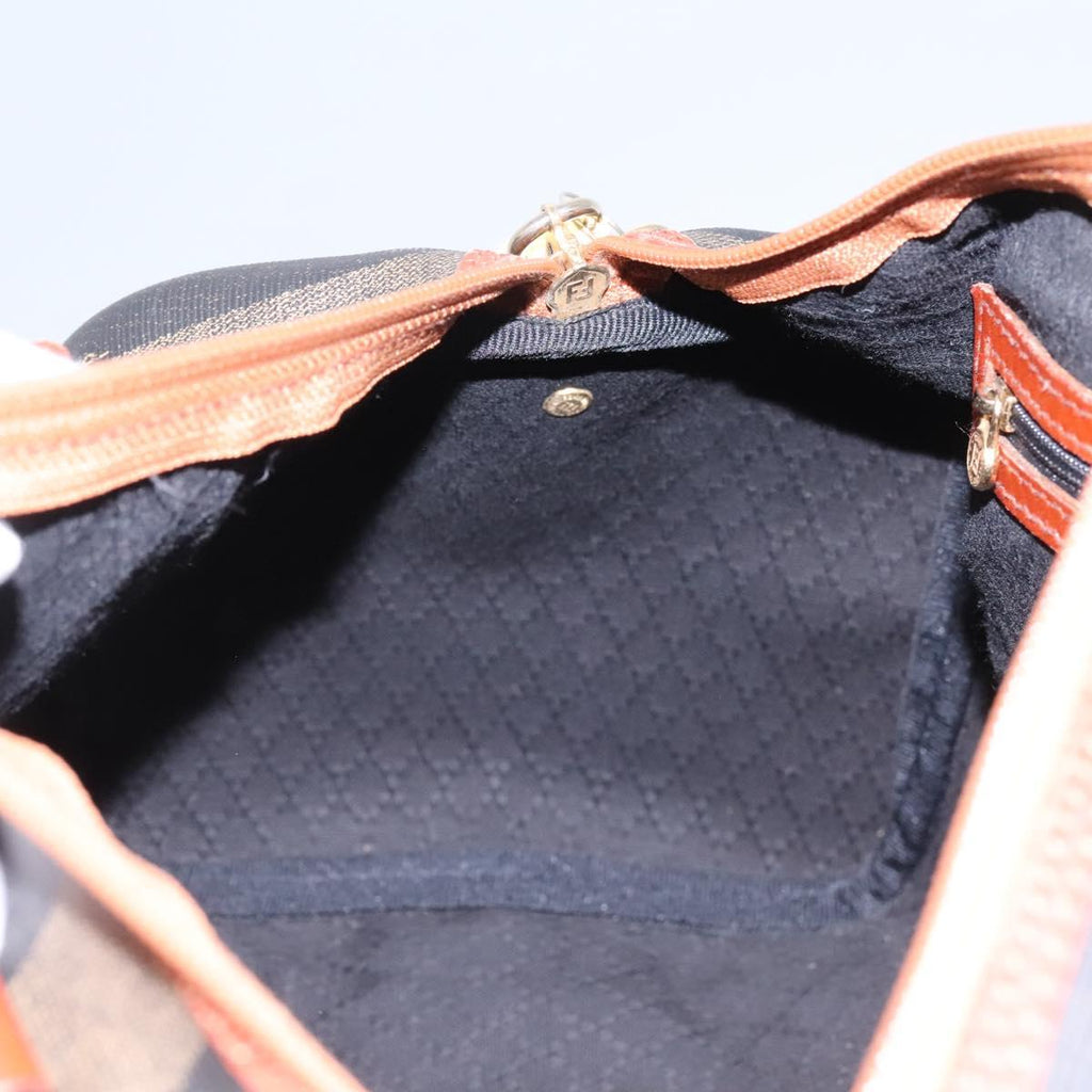 FENDI Pecan Canvas Boston Bag Black Brown yk17380