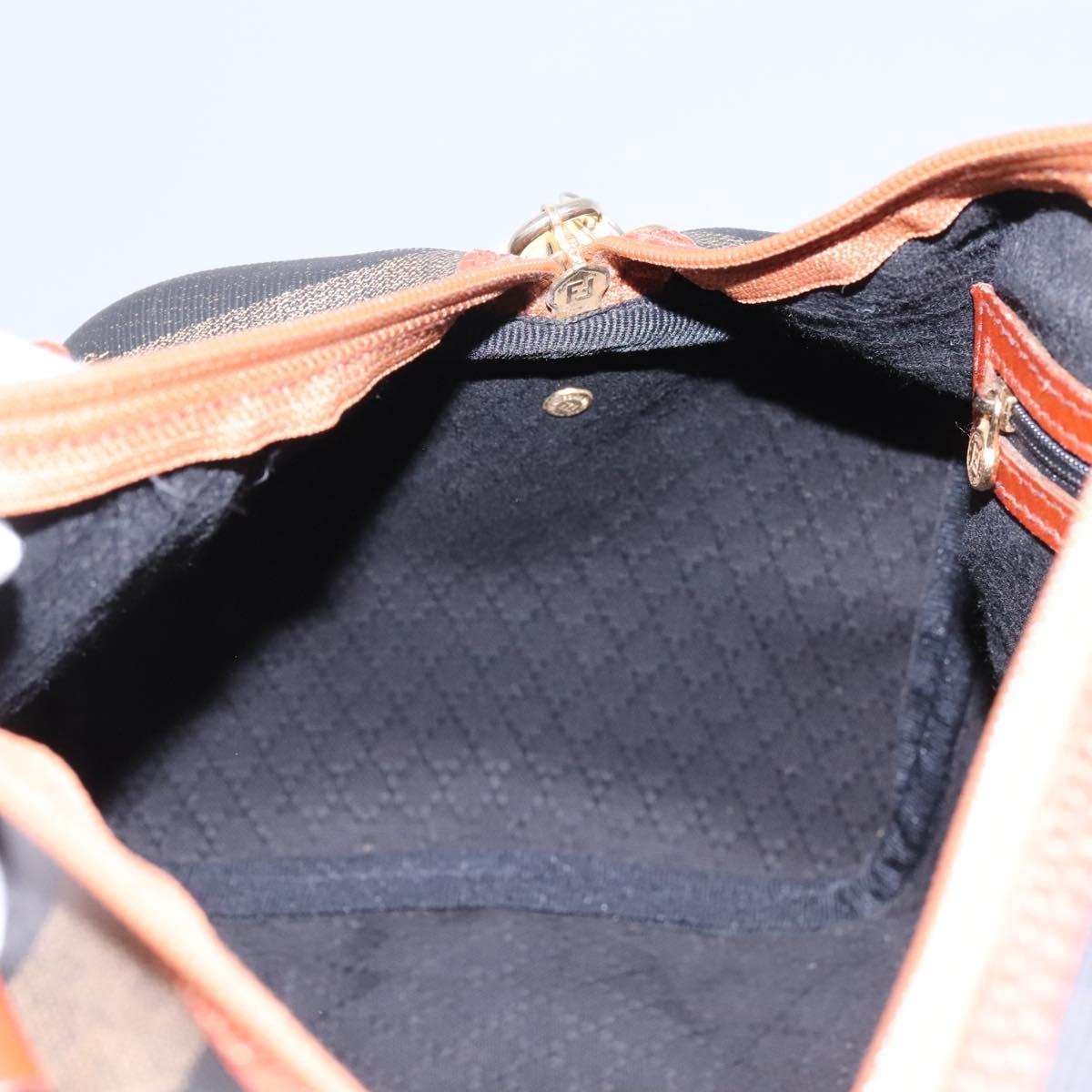 FENDI Pecan Canvas Boston Bag Black Brown yk17380