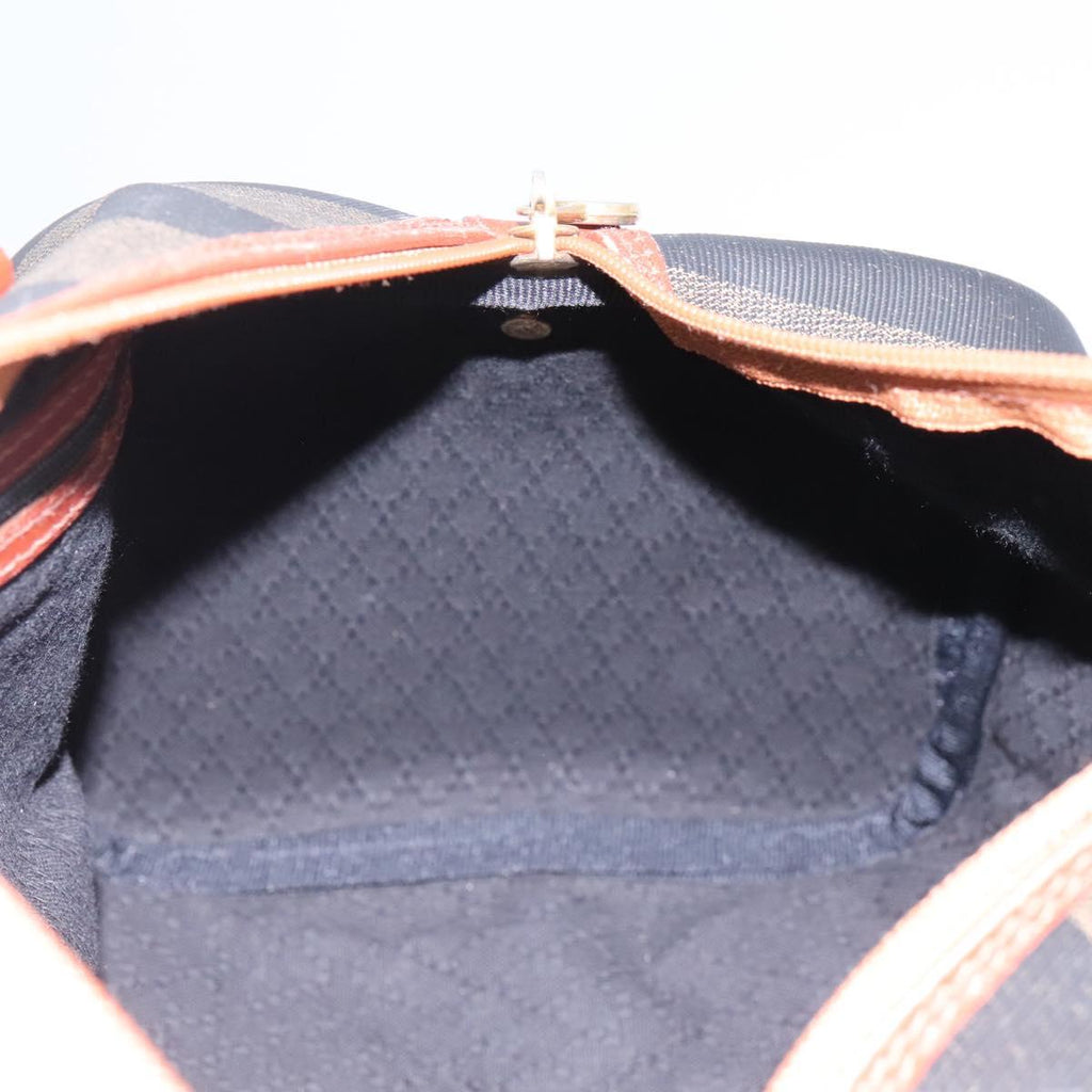 FENDI Pecan Canvas Boston Bag Black Brown yk17380