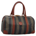 FENDI Pecan Canvas Boston Bag Black Brown yk17380