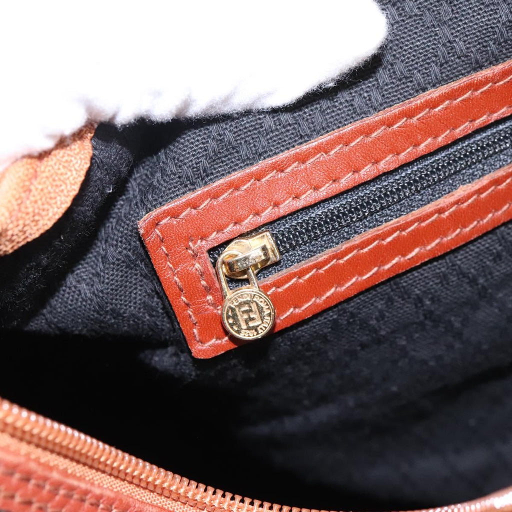 FENDI Pecan Canvas Boston Bag Black Brown yk17380