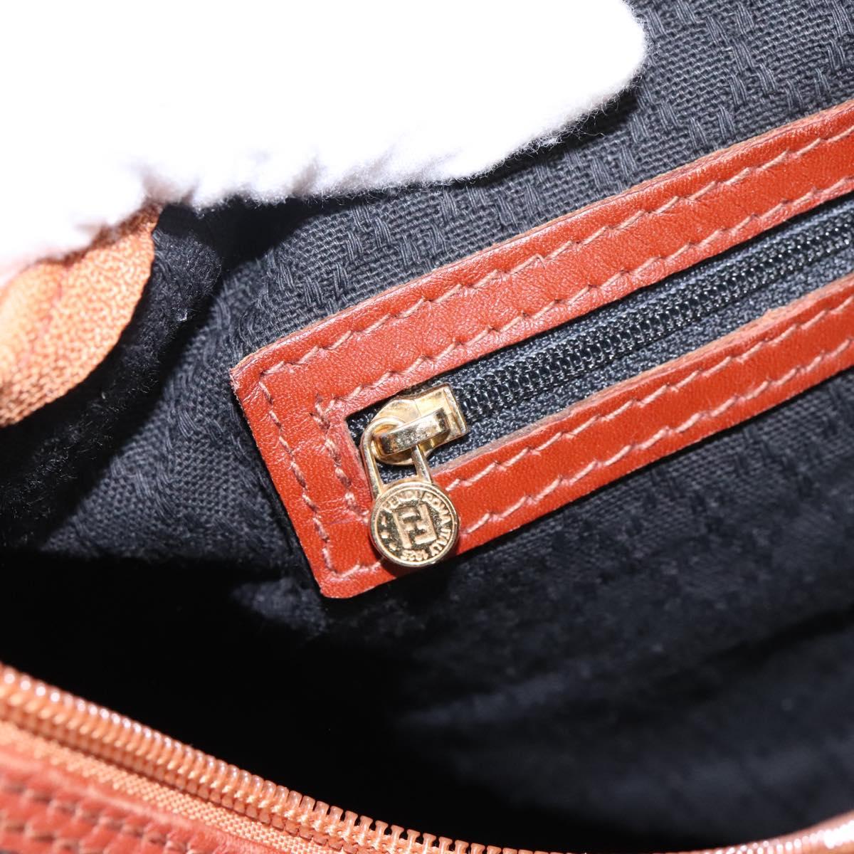FENDI Pecan Canvas Boston Bag Black Brown yk17380