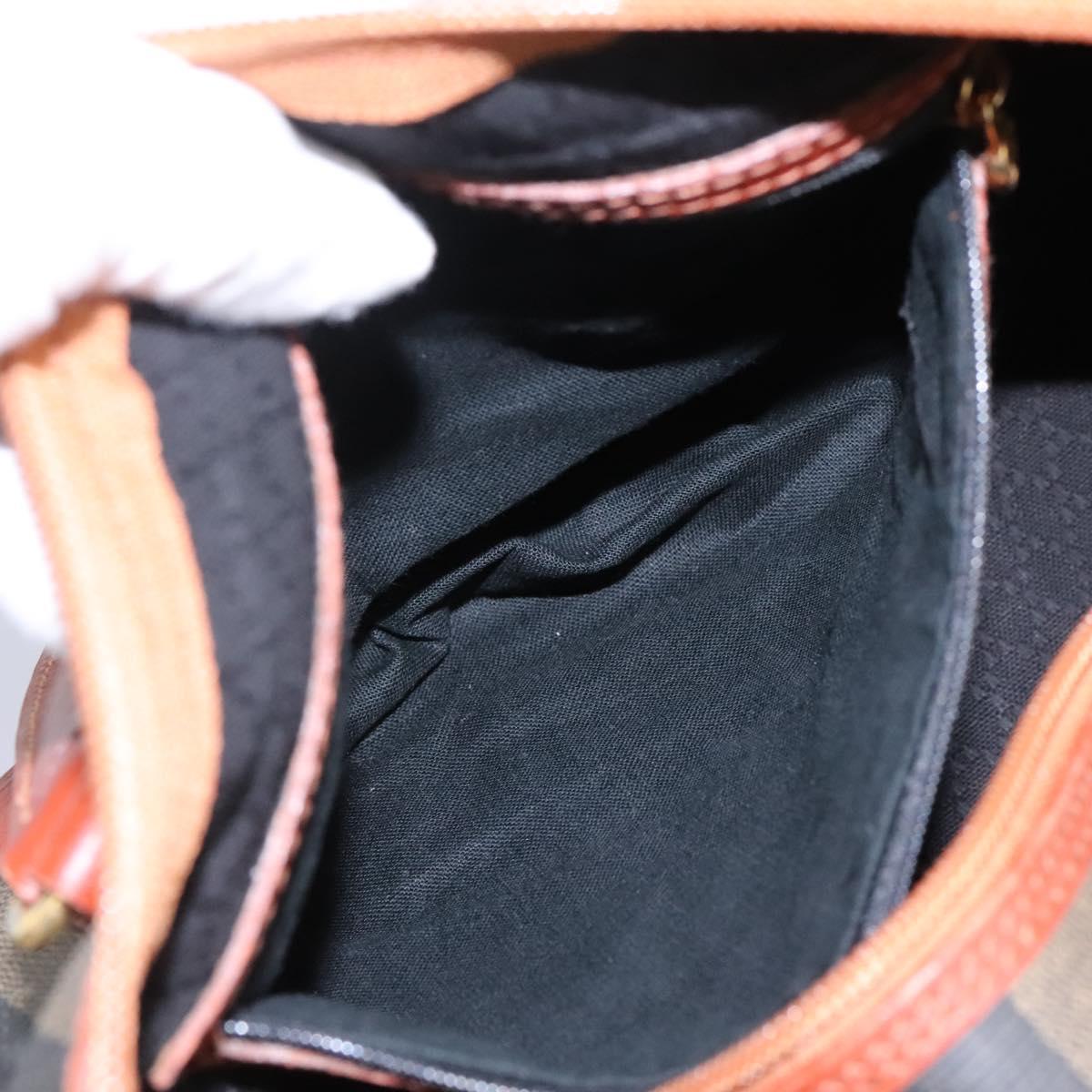 FENDI Pecan Canvas Boston Bag Black Brown yk17380