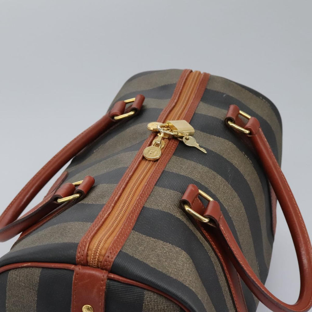 FENDI Pecan Canvas Boston Bag Black Brown yk17380