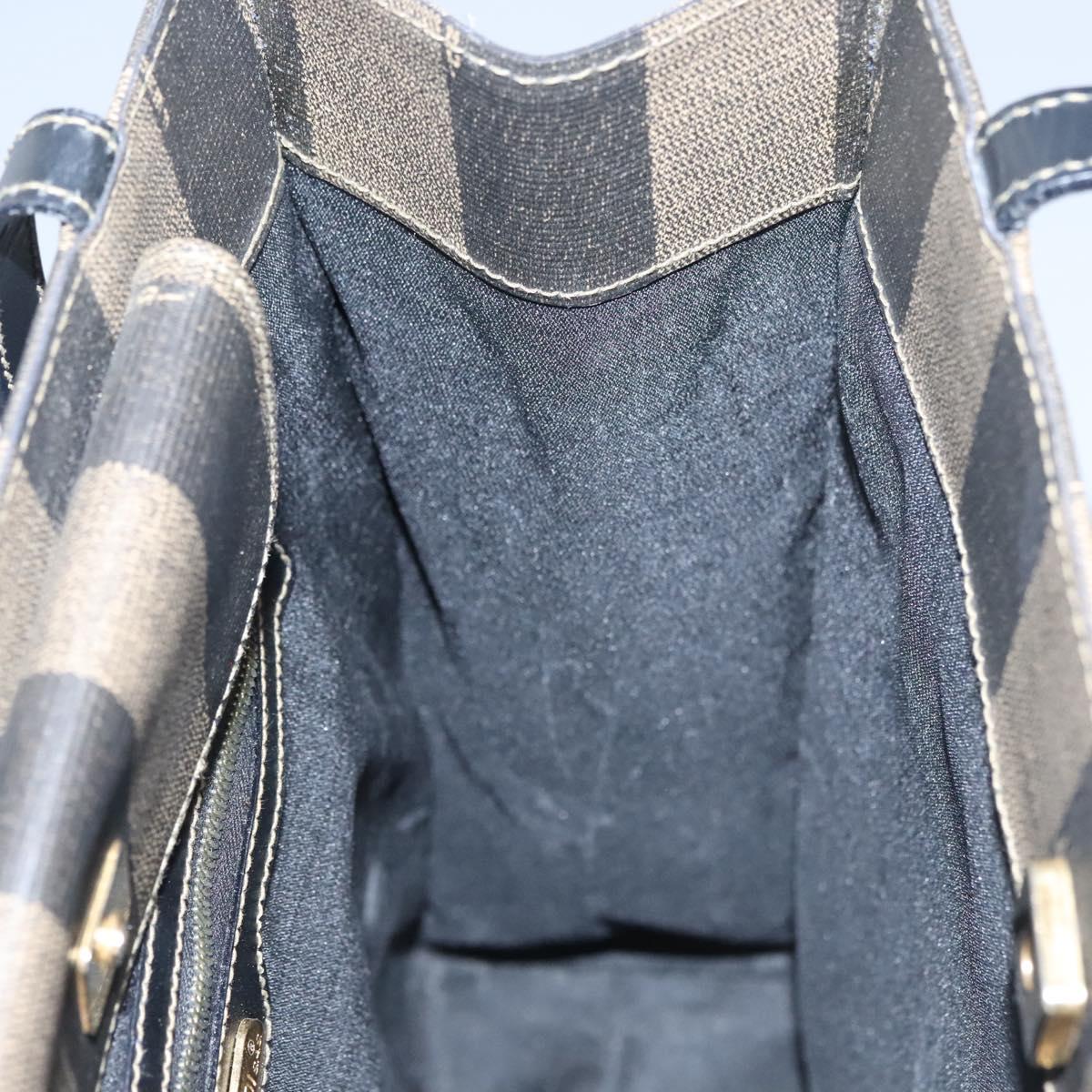 FENDI Pecan Canvas Tote Bag Brown Black yk17395