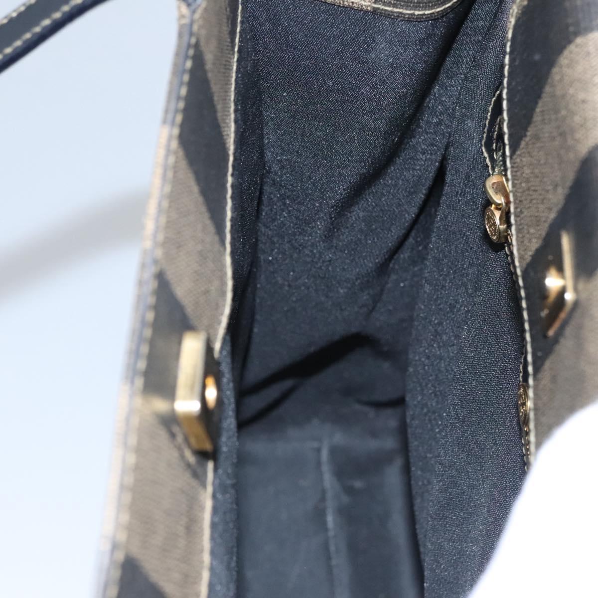 FENDI Pecan Canvas Tote Bag Brown Black yk17395