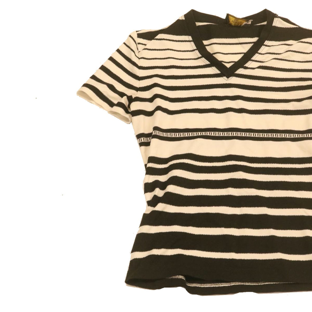FENDI Stripe Short sleeve T-shirt Nylon Black White yk2188