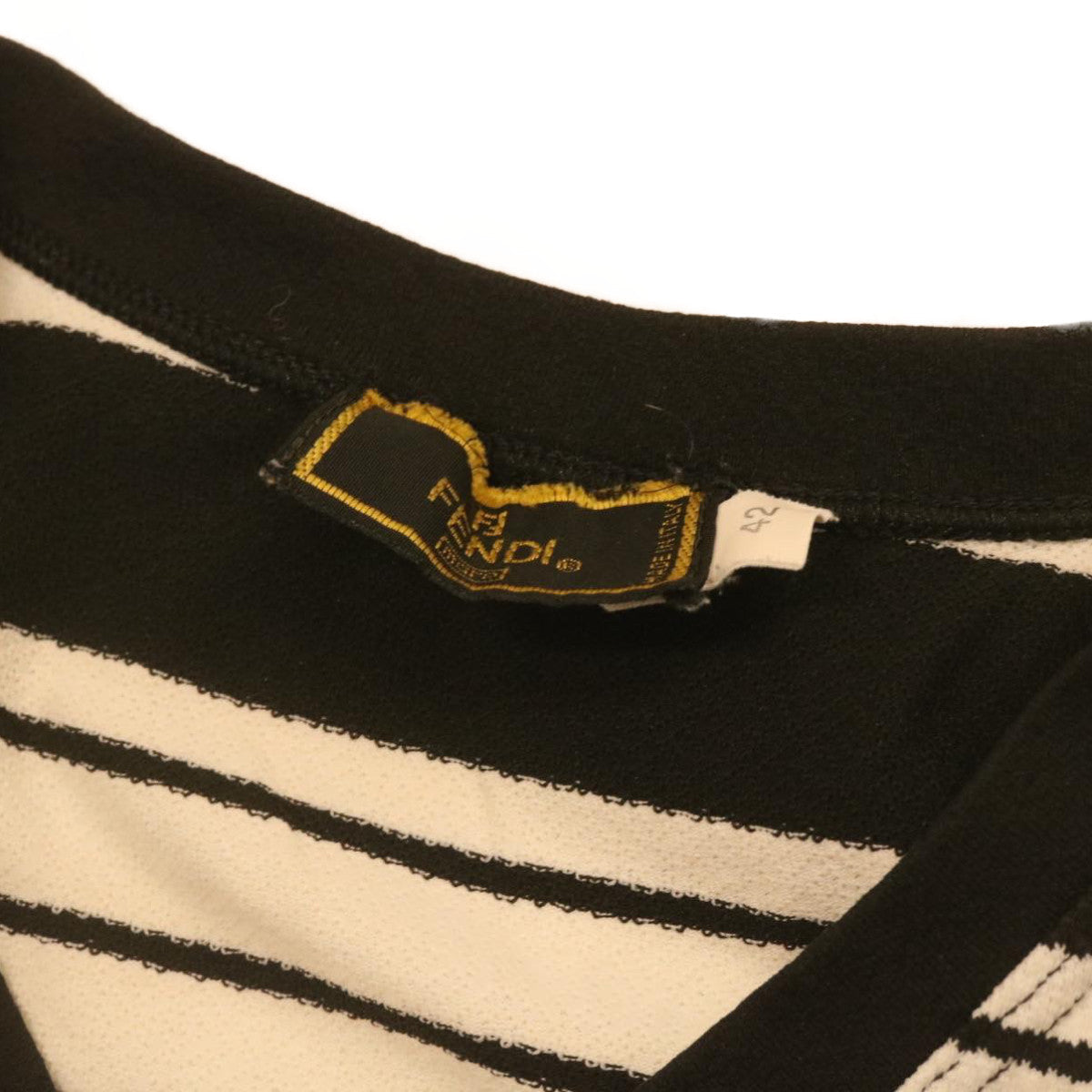 FENDI Stripe Short sleeve T-shirt Nylon Black White yk2188