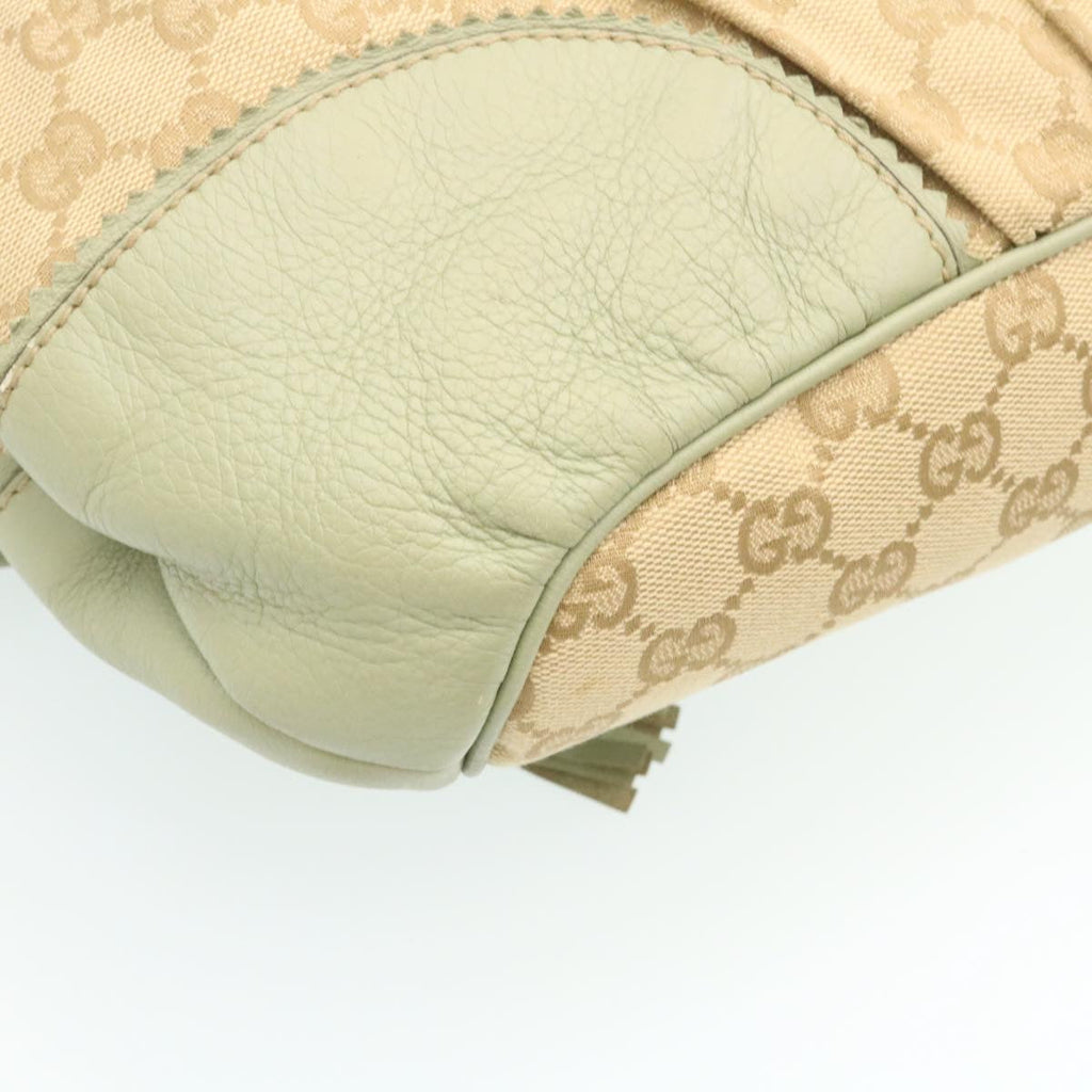 GUCCI GG Canvas Fringe Hand Bag Canvas Beige yk3150