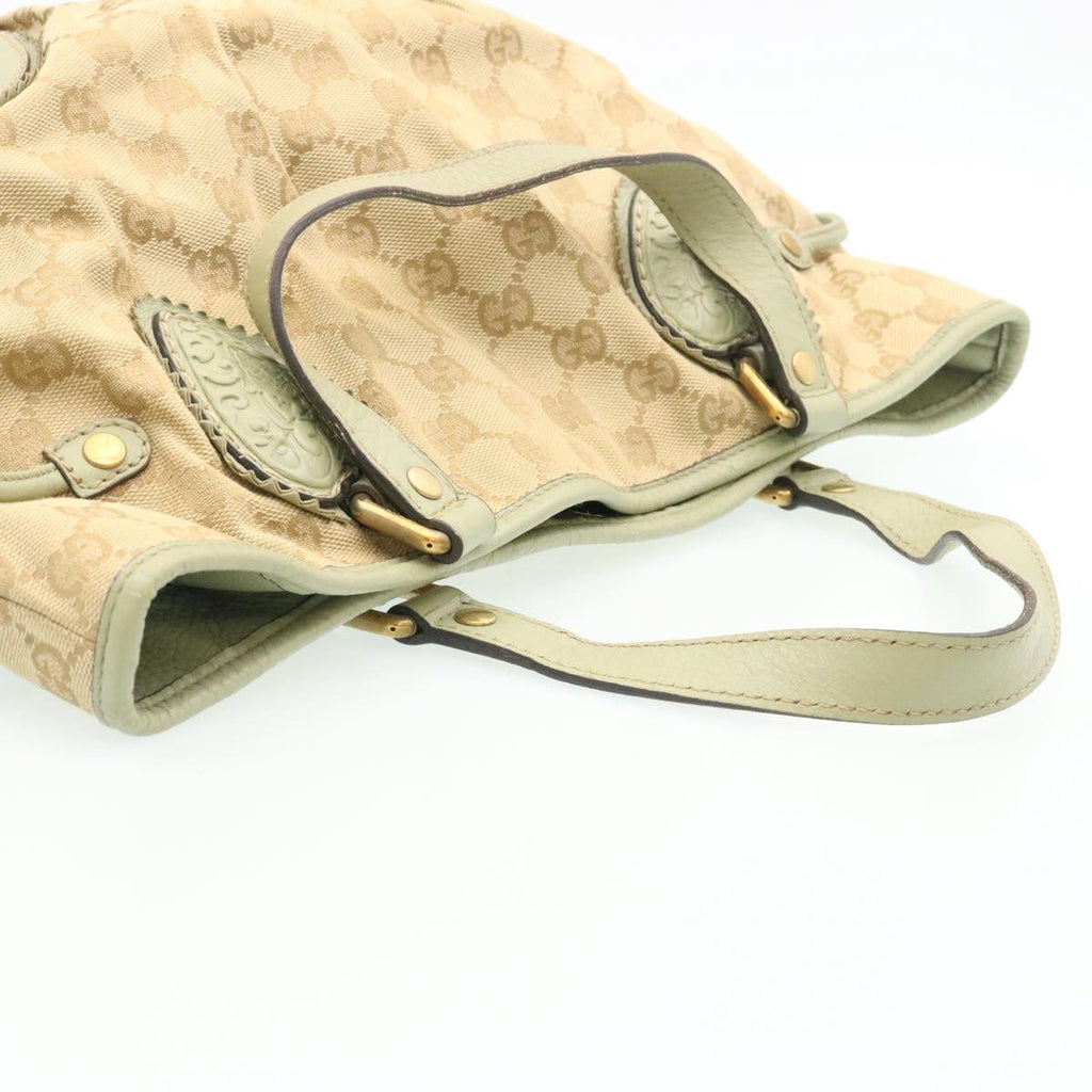 GUCCI GG Canvas Fringe Hand Bag Canvas Beige yk3150