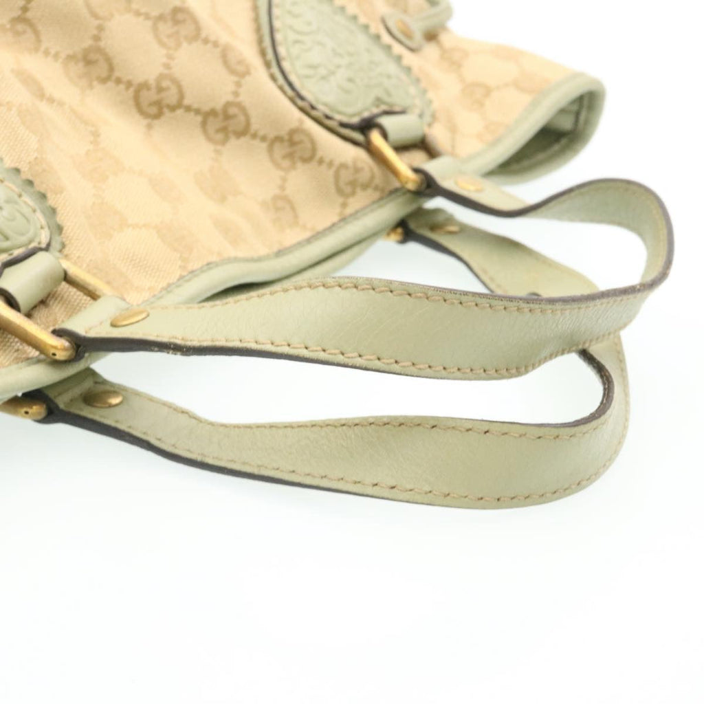 GUCCI GG Canvas Fringe Hand Bag Canvas Beige yk3150