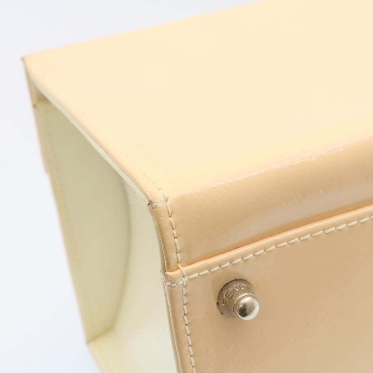FENDI 2Way Shoulder Bag Hand Bag Enamel Beige yk3458