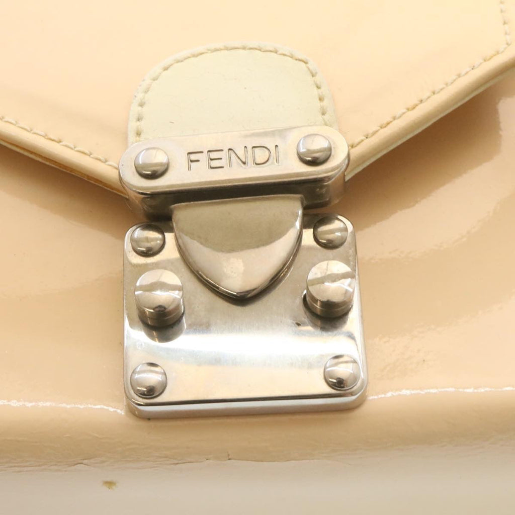 FENDI 2Way Shoulder Bag Hand Bag Enamel Beige yk3458