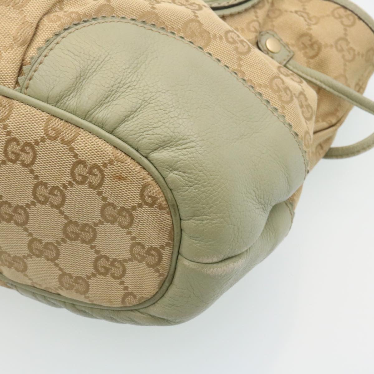 GUCCI GG Canvas Tote Bag Fringe Beige Green yk3822