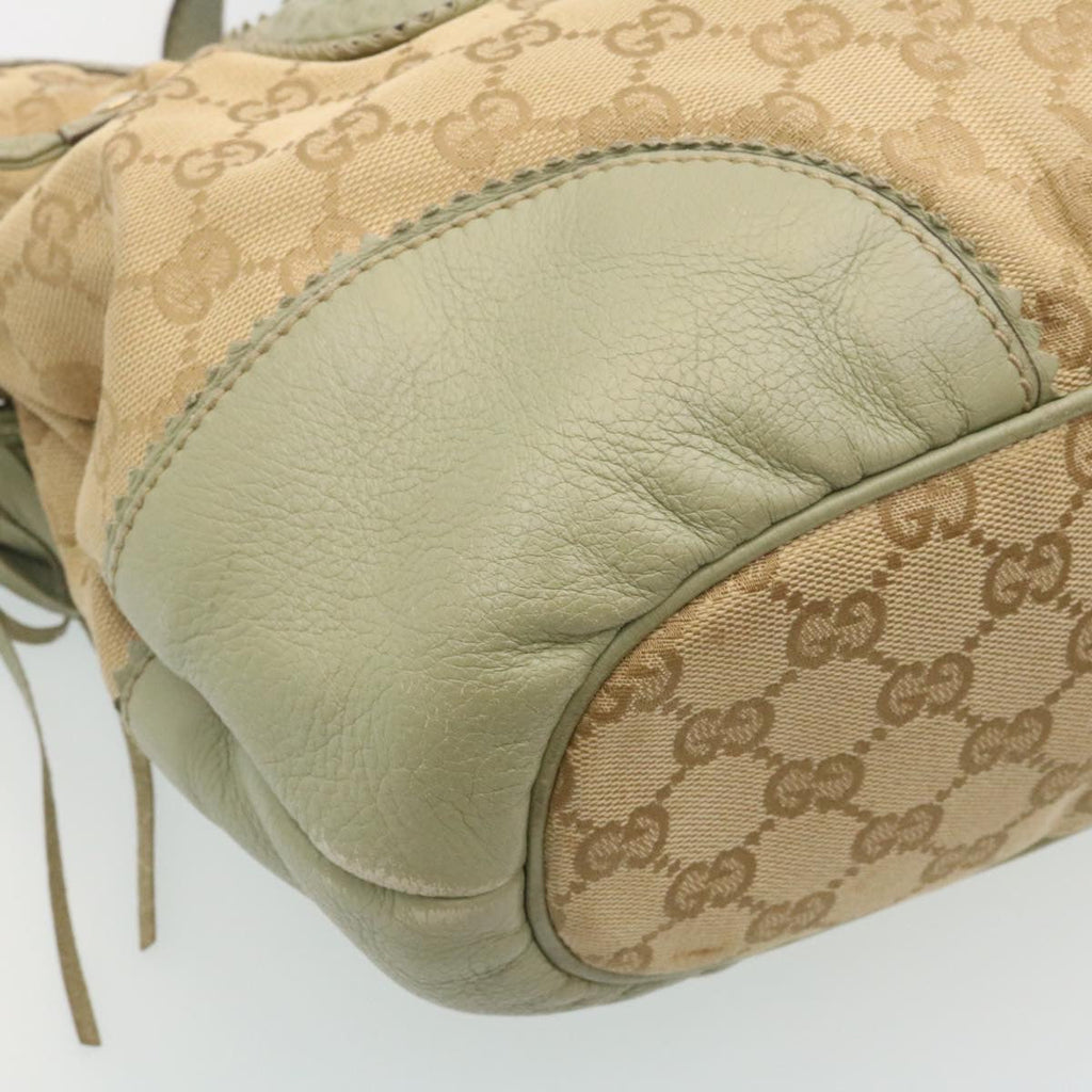GUCCI GG Canvas Tote Bag Fringe Beige Green yk3822