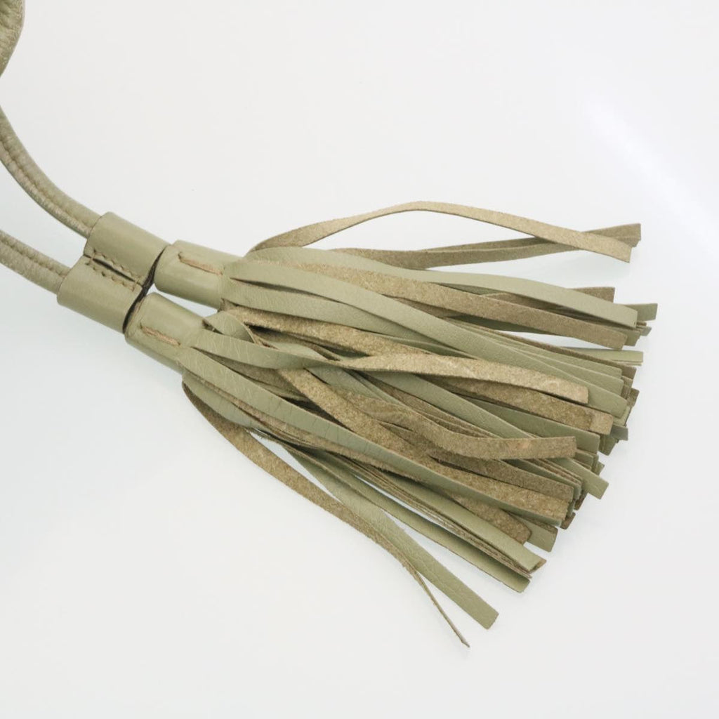GUCCI GG Canvas Tote Bag Fringe Beige Green yk3822
