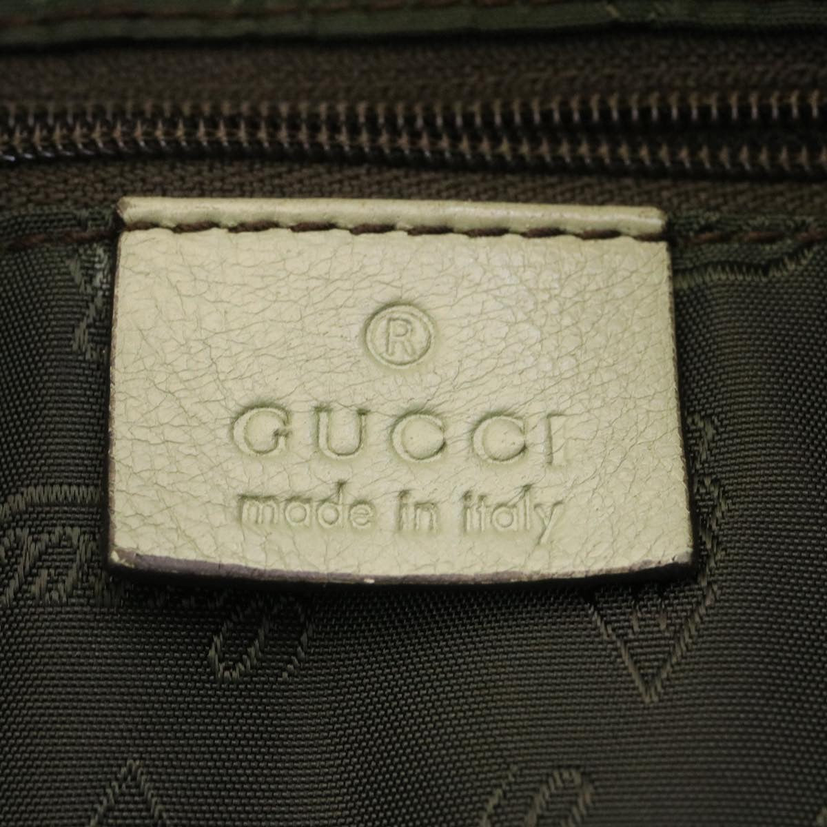 GUCCI GG Canvas Tote Bag Fringe Beige Green yk3822
