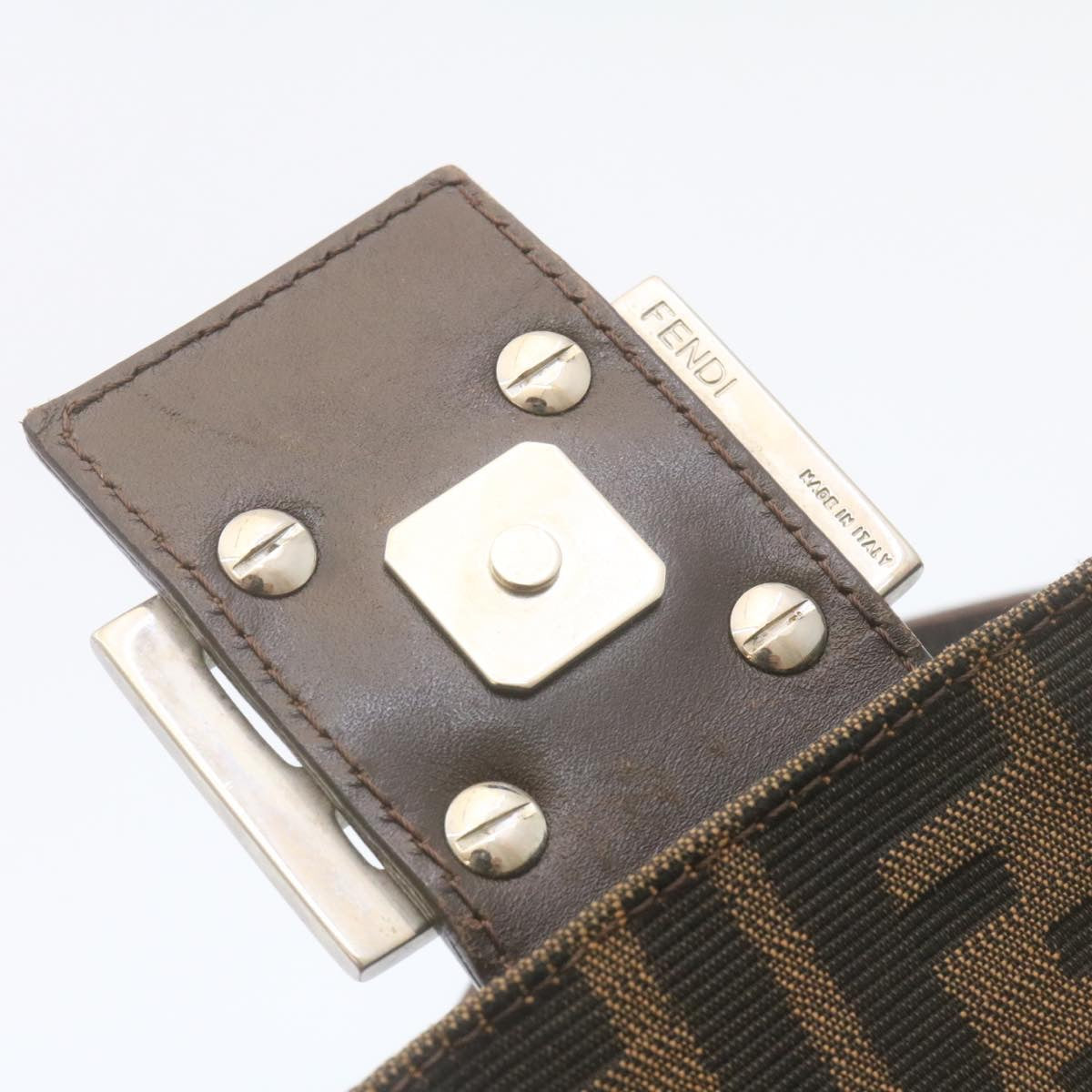 FENDI Zucca Canvas Mamma Baguette Shoulder Bag Brown Black yk3888A