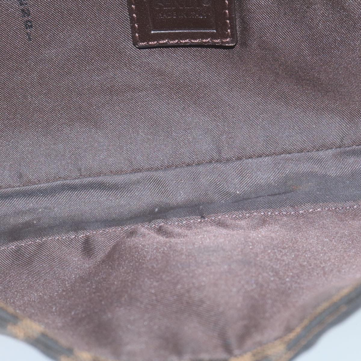 FENDI Zucca Canvas Mamma Baguette Shoulder Bag Brown Black yk3888A