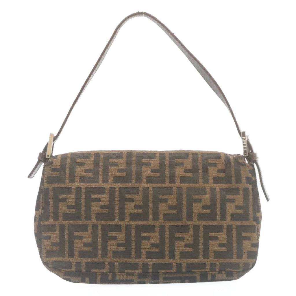 FENDI Zucca Canvas Mamma Baguette Shoulder Bag Brown Black yk3888A