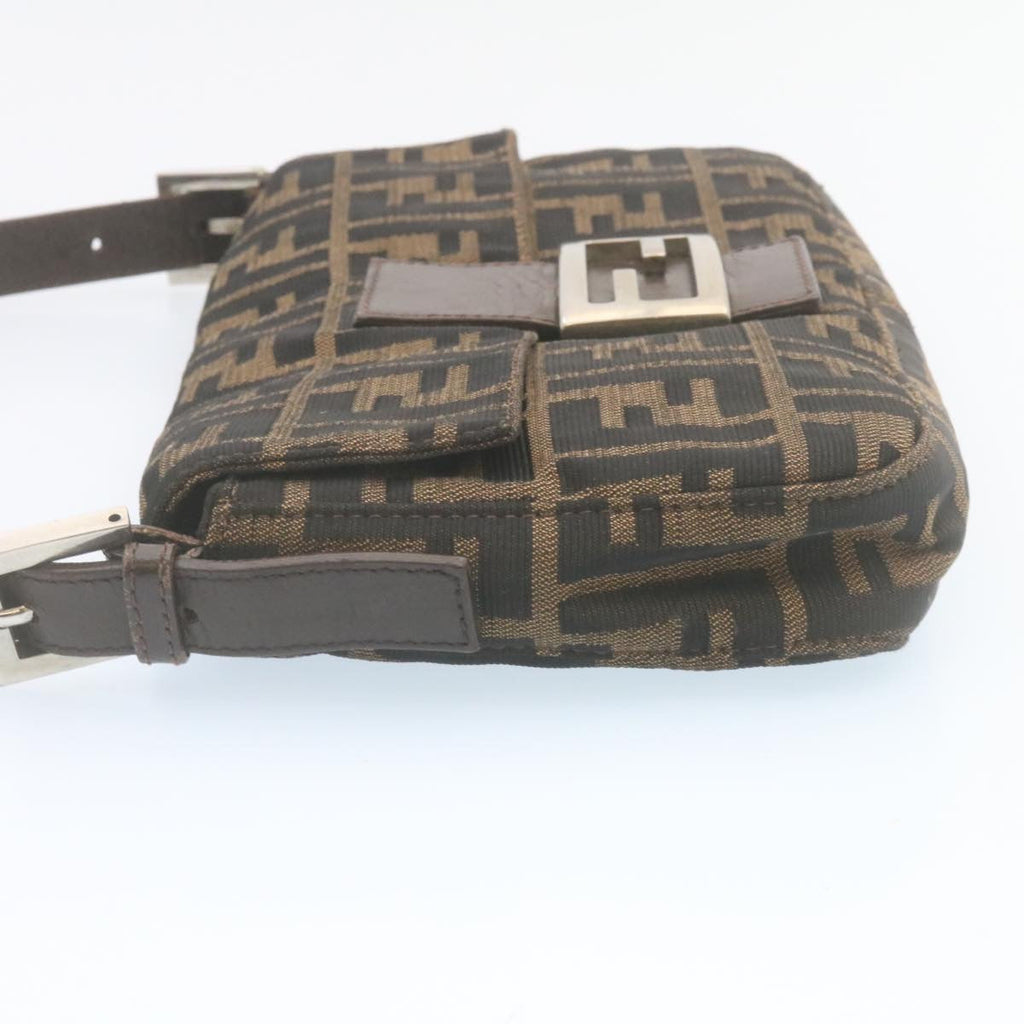FENDI Zucca Canvas Mamma Baguette Shoulder Bag Brown Black yk3888A