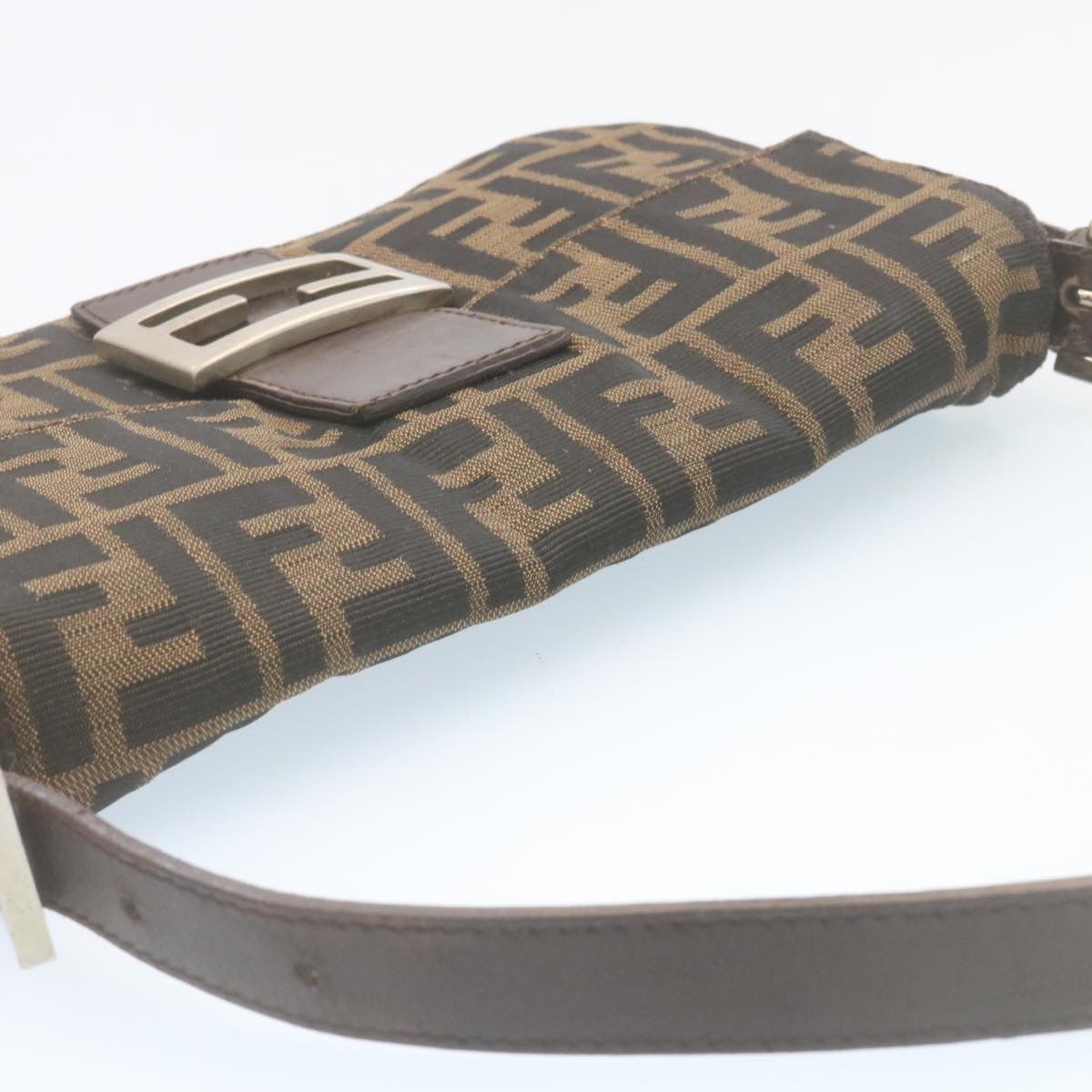 FENDI Zucca Canvas Mamma Baguette Shoulder Bag Brown Black yk3888A