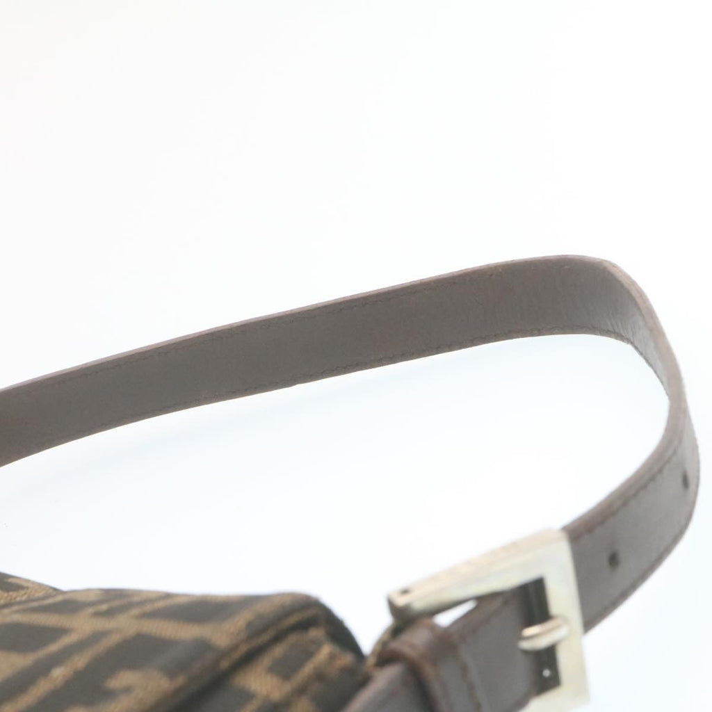 FENDI Zucca Canvas Mamma Baguette Shoulder Bag Brown Black yk3888A