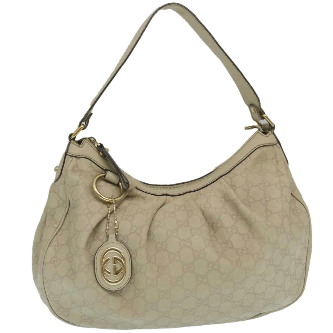 GUCCI Guccissima Shoulder Bag Leather White yk4024