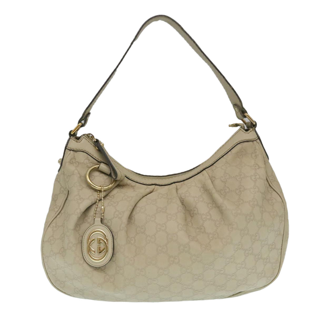 GUCCI Guccissima Shoulder Bag Leather White yk4024