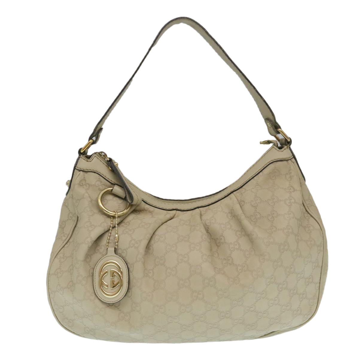 GUCCI Guccissima Shoulder Bag Leather White yk4024