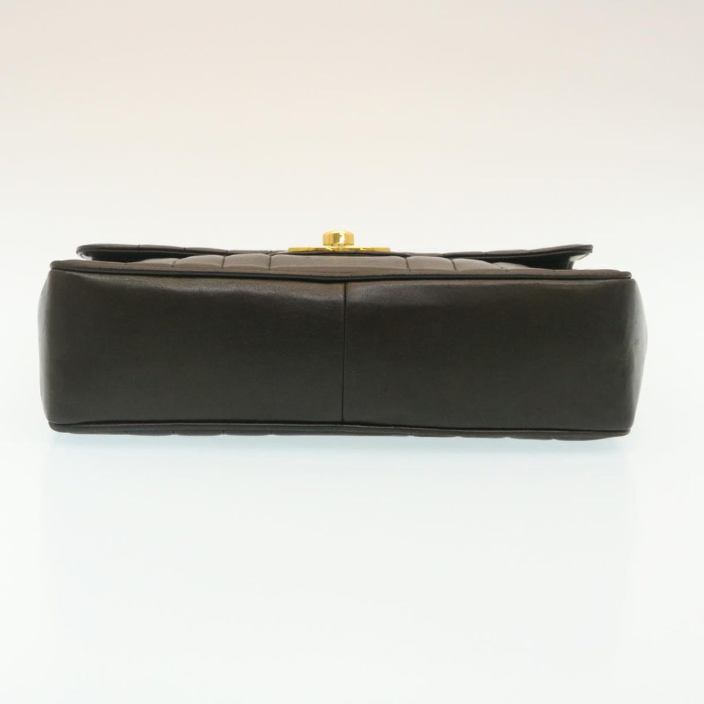 CHANEL Mademoiselle Big COCO Mark Chain ShoulderBag Lamb Skin Black yk4080A
