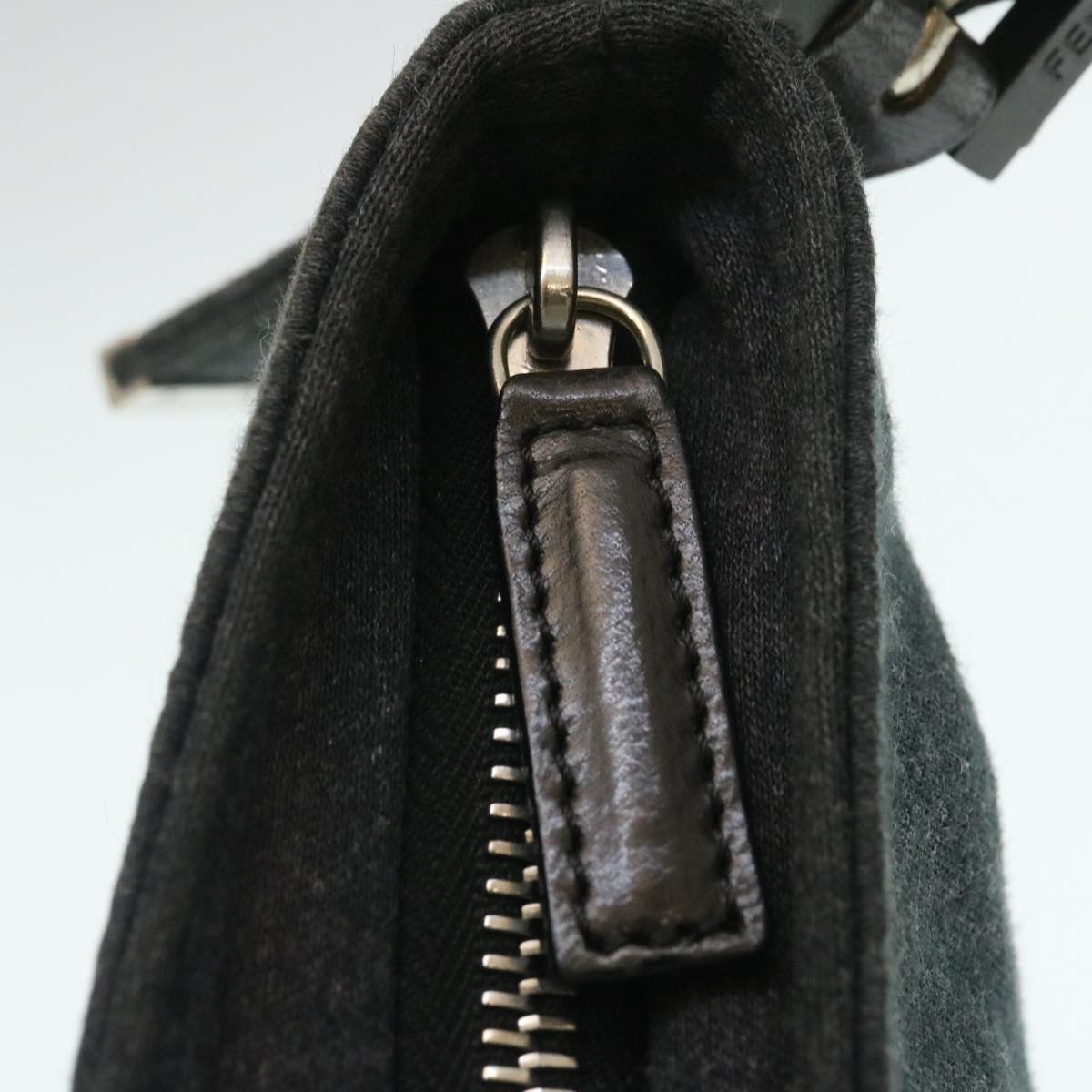 FENDI Mamma Baguette Shoulder Bag Canvas Gray yk4088