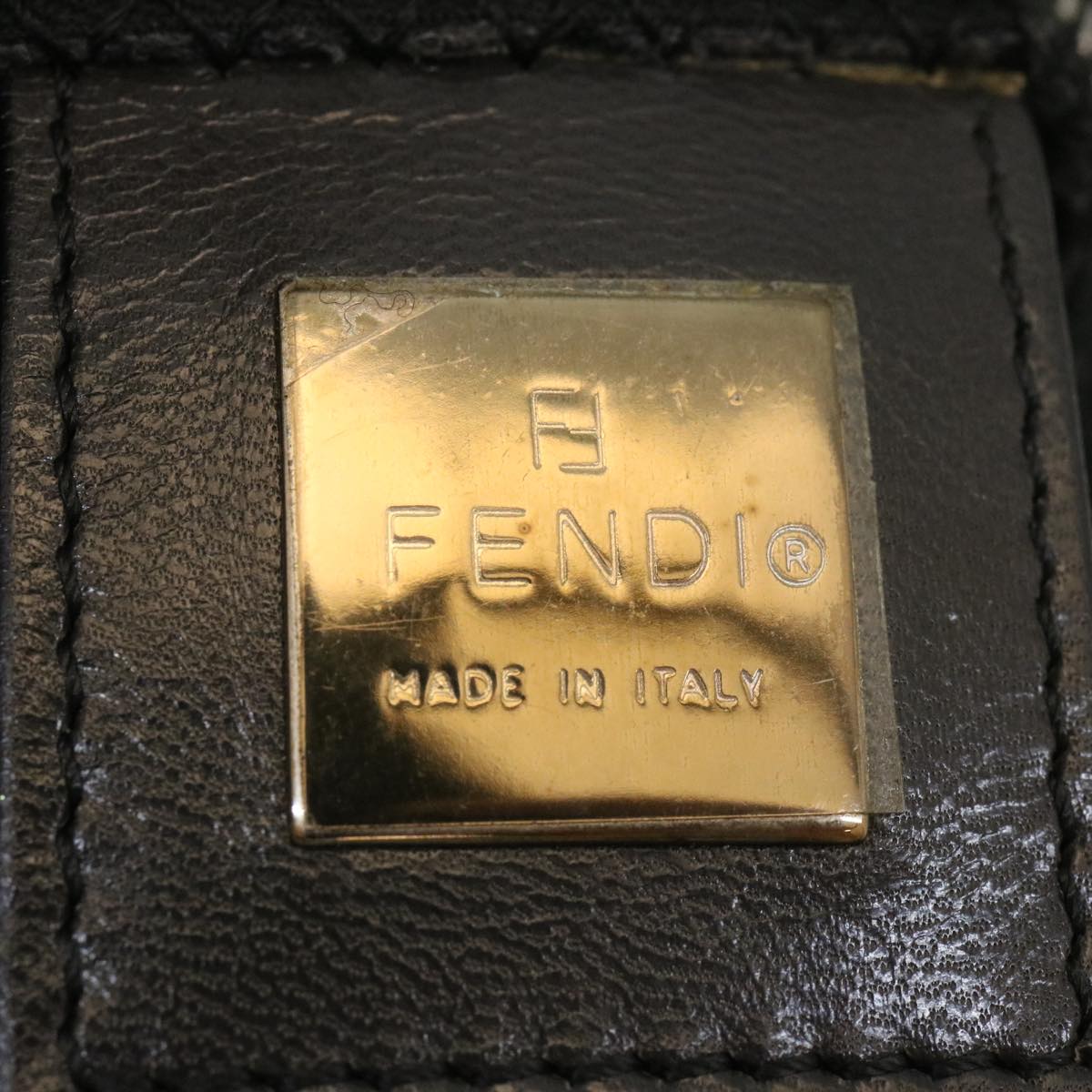 FENDI Mamma Baguette Shoulder Bag Canvas Gray yk4088